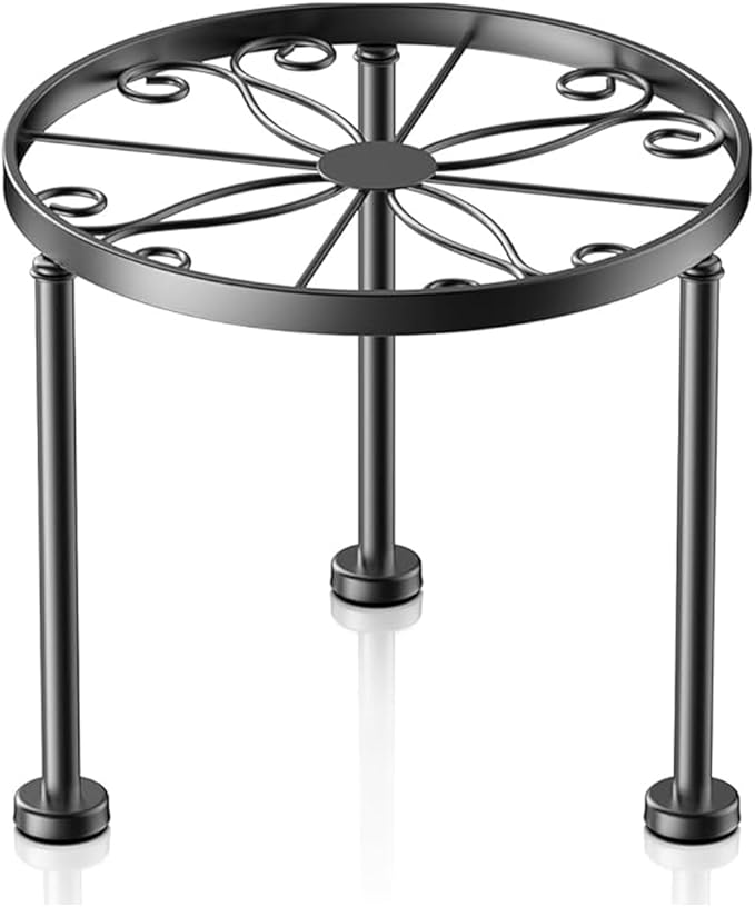 1 Pack Metal Plant Stands, Small Flower Pot Stand for Garden Home, Anti-rust Round Plant holders Display Shelf for Indoor/Outdoor
