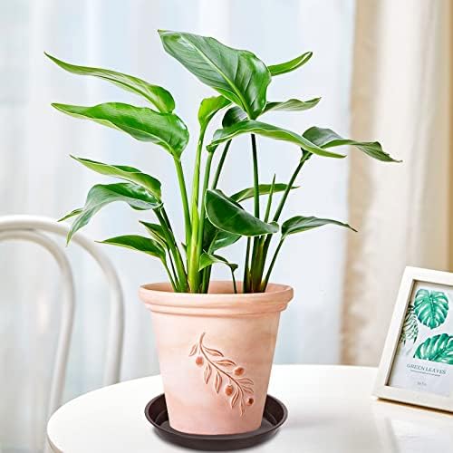 6 Pack Plant Saucer Tray, 4 6 8 10 12 15 16 18 20 inch Plant Saucers for Indoors, Durable Plastic Flower Plant Water Drip Trays Round, Pot Saucers, Plant Trays for Pots (4", Brown)