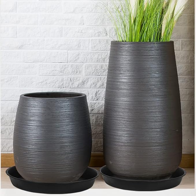 2 Pack of Plant Saucer Tray 19 inch, Heavy Duty Plastic Pot Plant Drip Trays Saucers for Indoors Outdoor, Plant Water Tray for Planters 16-19" (19", Black)