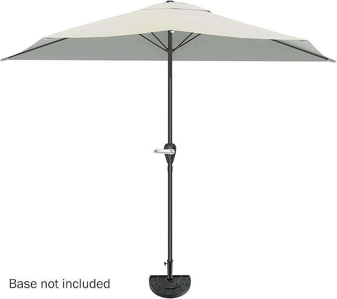 Half Umbrella Outdoor Patio Shade - 9 ft Patio Umbrella with Easy Crank - Small Canopy for Balcony, Table, or Deck by Pure Garden (Tan)