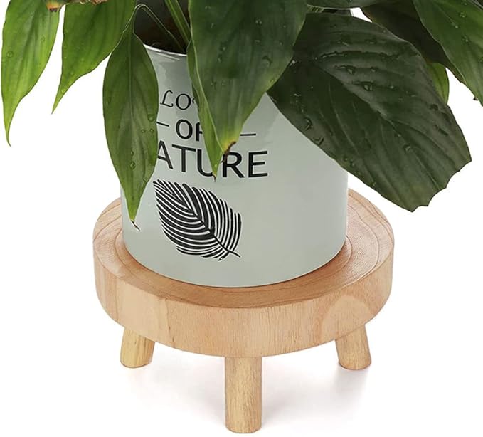 5.5IN Small Solid Wood Garden Plant Pot Riser Display Stands Flower Pot Holder Indoor Round Plant Stand for Indoor Outdoor Patio Garden(Mini Models)