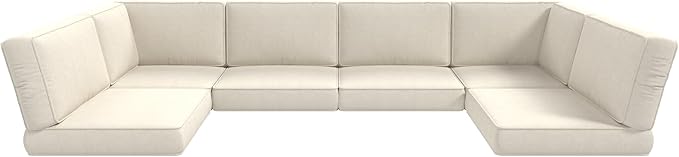 LayinSun Outdoor Furniture Replacement Cushions for 6 Seat Patio Rattan Wicker Sectional Conversation Sofa Set, 14-Piece Cushions Set