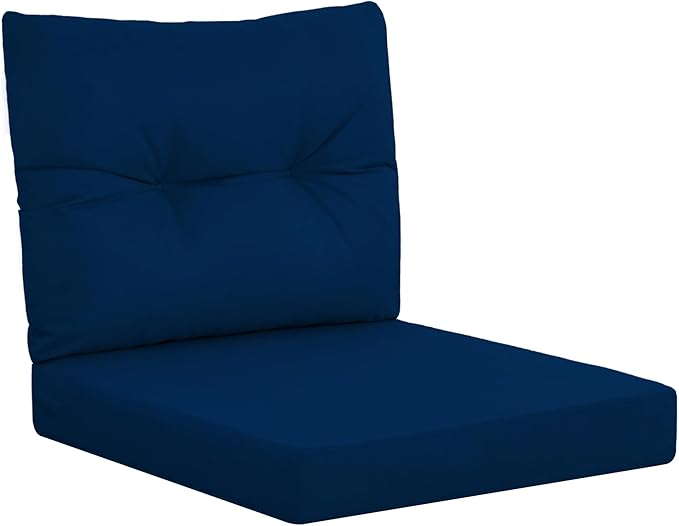 YEFU Olefin Outdoor Chair Cushions: Fade Resistant Outdoor Seat Cushion 24 x 24 - All Weather Patio Furniture Cushion with Ties - Deep Seat Patio Cushions for Chair Sofa Couch(Navy)
