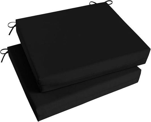Basic Beyond Outdoor Chair Cushions Set of 2, Square Corner Outdoor Cushions for Patio Furniture, Water Resistant Patio Chair Cushions with 2 Ties, 18.5x16x3, Black