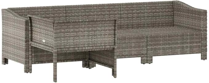 Garden Lounge Set Gray Poly Rattan, Powder-Coated Steel, Foam Outdoor Furniture Set Garden Seating Ensemble for Outdoor Deck