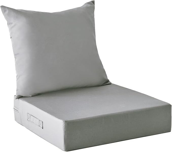 Outdoor Cushions for Patio Furniture,Outdoor Seat Cushion Set 24 x 24 x 5.75 Inch,Waterproof & Fade Resistant Outdoor Chair Cushions,Deep Patio Chair Cushion with Removable Cover,Grey