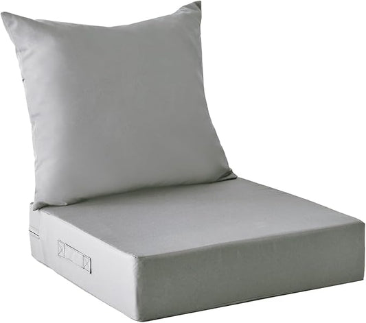 Outdoor Cushions for Patio Furniture,Outdoor Seat Cushion Set 24 x 24 x 5.75 Inch,Waterproof & Fade Resistant Outdoor Chair Cushions,Deep Patio Chair Cushion with Removable Cover,Grey