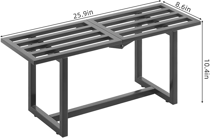 2 Pack Metal Plant Stand, Foldable Heavy Duty Indoor, Window Iron Plant Shelf - Mid Century Modern Slatted Bench for Patio, Garden, Living Room Load Bearing 330 lbs 26" L x 10.4" H x 8.6" W 1 Tier 1 Tier Grey