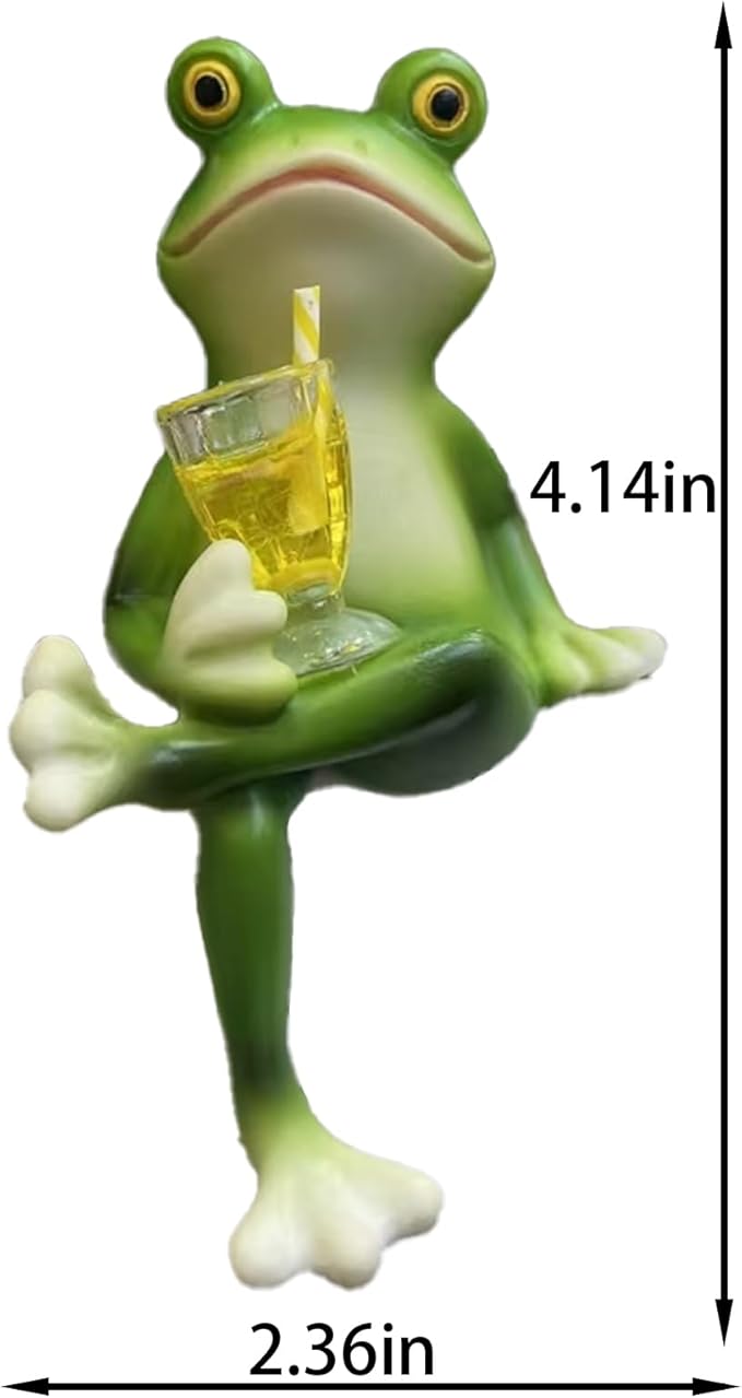 Funny Frog Garden Decor Outdoor, Frog Figurines Plant Decorations for Pots, Resin Frogs Gifts for Women, Mini Frogs Garden Statue Planter Hugger for Flower, Yard, Lawn,Outside（4.14"x2.36"x1.97"）