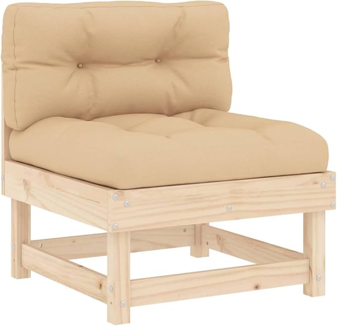 Garden Lounge Set Beige, Natural Wood Outdoor Seating Set Garden Seating Ensemble for Backyard Deck