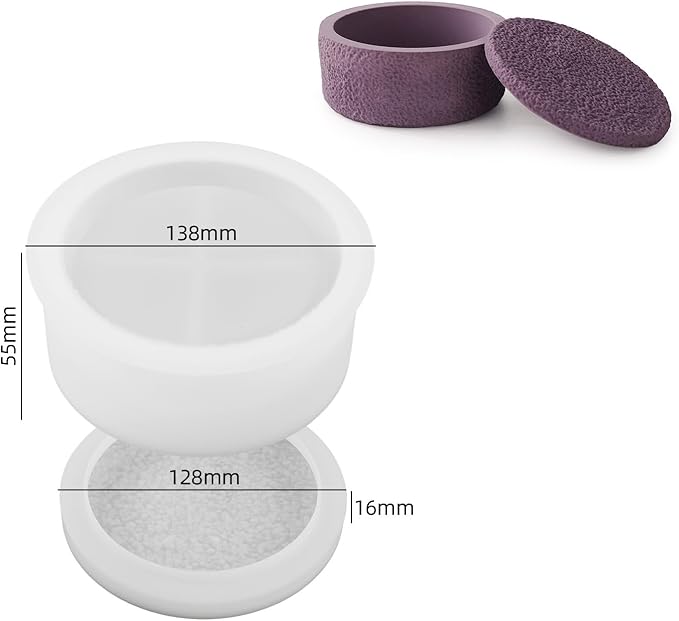 Storage Boxes with Lids - Creative Silicone Molds Set, Concrete Round Stripe Bottle Making Moulds for Storage and Candle Holder (A-Rough)
