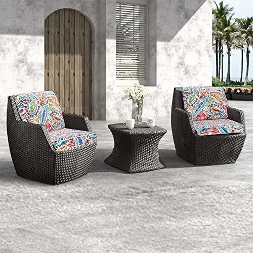 JMGBird Premium Outdoor Chair Cushions Set - 22x22 inch Complete 4-Piece Deep Seat Patio Cushions, Weather Resistant for Patio Furniture & Lounge Seating