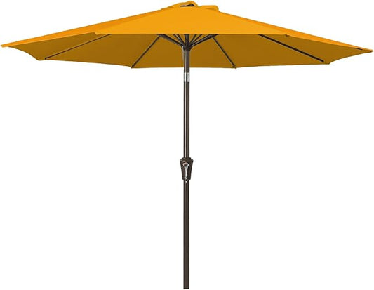JEAREY 9FT Outdoor Patio Umbrella Market Umbrella with Push Button Tilt and Crank, Outdoor Table Umbrellas 8 Sturdy Ribs UV Protection Waterproof for Garden, Deck, Backyard, Pool (Bright Orange)