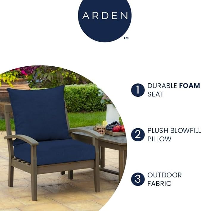Arden 24x24 Outdoor Deep Seat Cushion Set – Fade-Resistant, Weather-Resistant Outdoor Patio Replacement Cushions Black Cabana Stripe