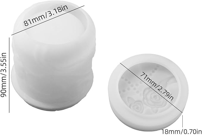 Candle Jar Resin Mold with Lid, Flower Resin Jar Mold for Candle Holder,Resin Casting Molds for DIY Storage Container Candle Holder, Candy Jewelry Container,Home Decor(Rose)