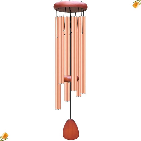 Large Aluminium Wind Chimes Outside, Soothing Melodic Memorial Sympathy Wind Chime, Suitable Outdoor Garden Decor, Gift for Mom Women Neighbors (Rose Gold Wind Chime-36“)