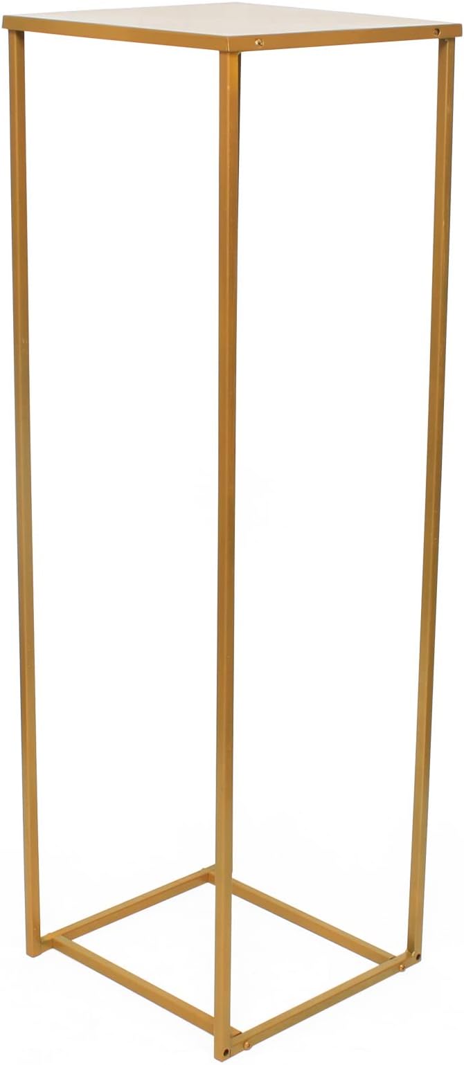 Set of 3 Metal Plant Stand Golden Nesting Display End Table Tall Pedestal Stand Indoor Outdoor Flower Pot Holder Stand Plant Square Display Rack Set for Wedding Garden Patio Terrace