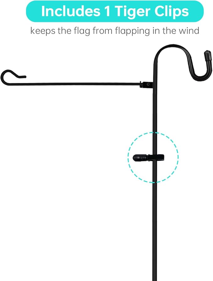 JOYSEUS Garden Flag Holder Stand and Shepherd Hook, 36 Inches with 1/2 Inch Thick Heavy Duty Garden Flag Stand, Rust Resistant Yard Flag Pole Holder for Flag, Lights(Without Solar Lights)……
