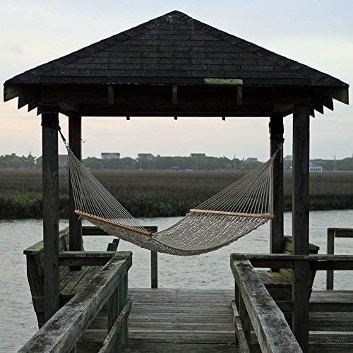 Original Pawleys Island Deluxe Oatmeal DuraCord Rope Hammock – 13 ft. x 65 in, 2-Person, 450 lb Capacity, Oak Spreader Bar, Zinc-Plated Hardware, Handcrafted in The USA