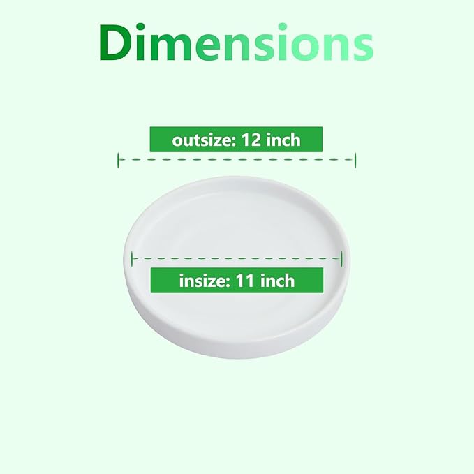 9 inch Matte White Ceramic Plant Saucer Set of 2 with Plant Saucer mat