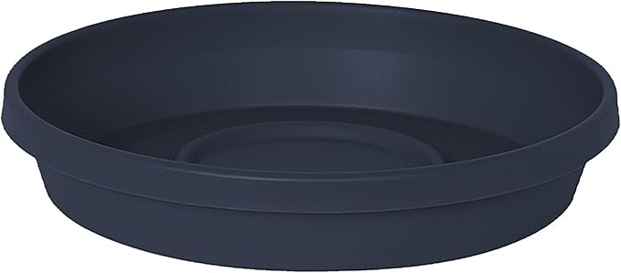 Bloem Terra Resin Saucer Tray: 6.5" Bottom Width - Navy Blue - Matte, Durable, Ribbed Bottom, Indoor and Outdoor, Fits 8" Terra Pots