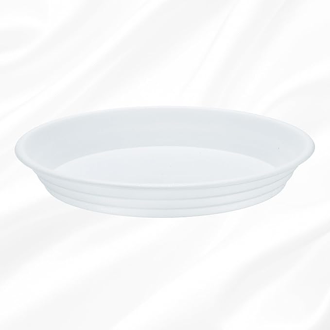 HARFINGTON Plastic Plant Saucer 7" Round Drip Trays Flower Pot Saucers Flower Base Bottom Drainage Tray for Indoors Outdoors Planters, Pearl White