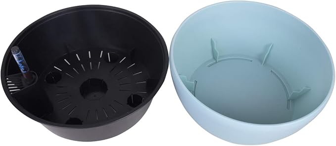 Vencer 11 Inch Plastic Round Self Watering Planter,Water Indicator,Modern Decorative Planter Pot for All House Plants Flowers, Herbs, Vegetables, Tropical,Ice Blue,VF-048B