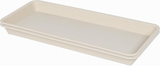 2 Pack Plastic Plant Tray Saucer, Rectangular, Indoors Outdoor, Water Drip Tray for Flower Pot Planter, Windowsill (6 X 11 Inch, Beige)