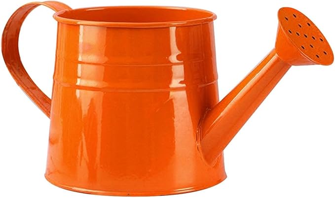 Watering Can Gardening Tool Accessories, Sprinkling Can 1L Metal Flower Garden Watering Can for Outdoor Indoor Plants Lawn Garden (Orange)