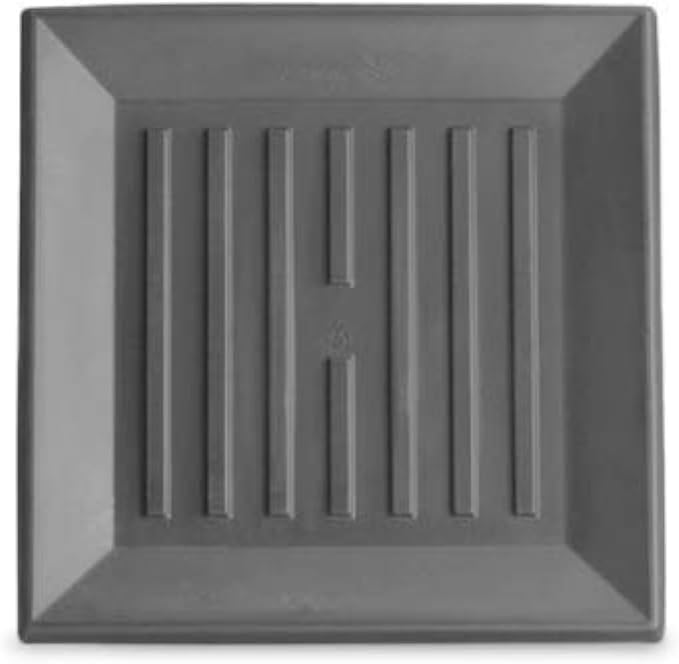 Crescent Garden Universal Square Plant Saucer, Modern UV Safe Durable Drip Tray for Square Planter, Heavy-Duty Plastic Drainage Dish, Indoor/Outdoor Flowerpot Saucer - 11'' inner x 14.5" outer (Slate)