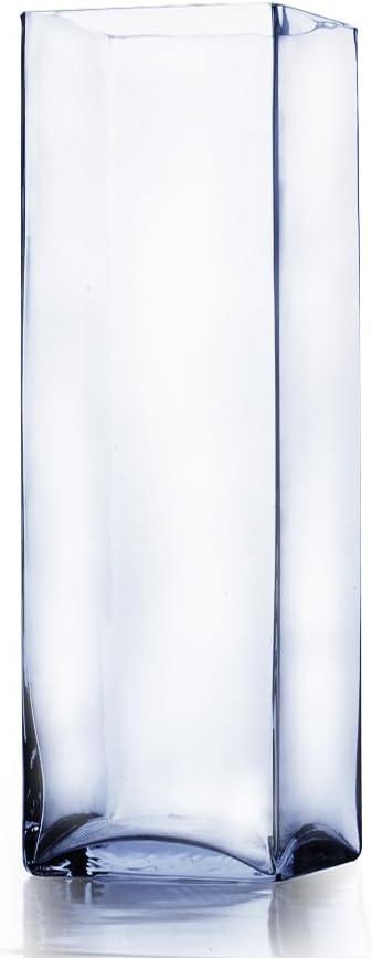WGV Tall Square Vase Glass Block, Length 5", Height 16", Clear Large Floral Plant Container, Fish Tank, Planter Terrarium for Wedding Party Event, Home Office Decor, 1 Piece