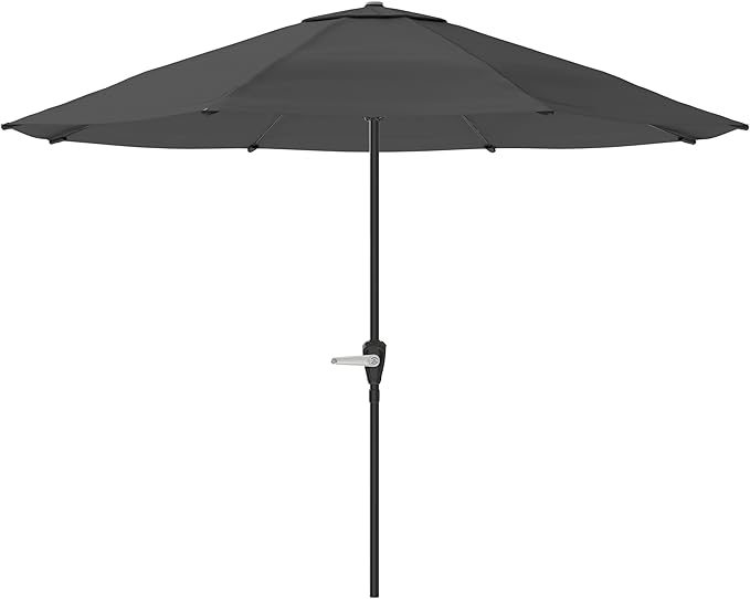 Pure Garden Patio Umbrella with Vented Canopy - 9FT Easy Crank Outdoor Umbrella for Shade - For Deck, Balcony, Porch, Backyard, or Pool (Gray)