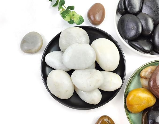 5LB White River Rocks - 2-3 inch High Polished Decorative Pebbles, Stones for Landscaping, Natural River Rocks for Outdoor Décor, Plants,Vase Filler,Fish Tank