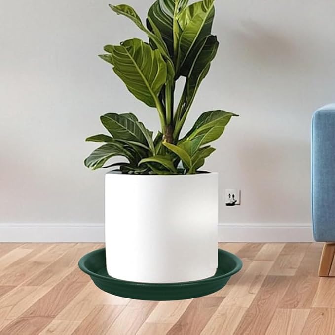 2 Pack Plant Saucer Drip Tray 9 10 inch, Plant Dishes Saucer Plastic Flower Planter Saucers and Drip Trays for Indoors Outdoors, Heavy Durable Plant Plate Water Catcher (10", Dark Green)