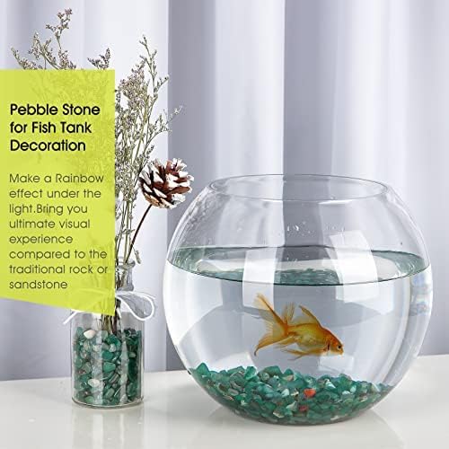 RIFNY Decorative Polished Rocks, 0.3" Gravel Rocks Crushed Crystal for Plant Flower Pots Succulents Cactus Bamboo Plant Vase Filler Aquarium Fish Tank Decorations and DIY Craft (1.5 LB, Green)