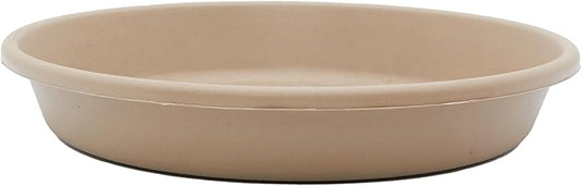 The HC Companies Flower Pot Saucers - Plastic Plant Saucer for Outdoors & Indoors - Traditional Design Plant Pot Trays for Water Drainage - Durable & Stylish Round Plant Tray (10-inch Sandstone)