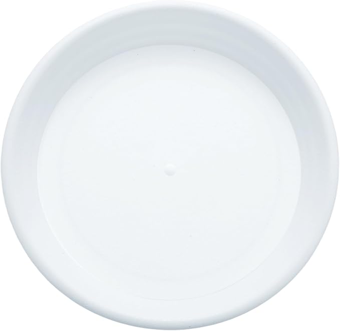 HARFINGTON Plastic Plant Saucer 5.2" Round Drip Trays Flower Pot Saucers Flower Base Bottom Drainage Tray for Indoors Outdoors Planters, Pearl White