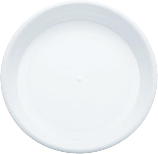 HARFINGTON Plastic Plant Saucer 5.2" Round Drip Trays Flower Pot Saucers Flower Base Bottom Drainage Tray for Indoors Outdoors Planters, Pearl White
