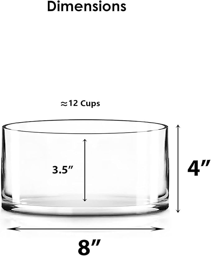 CYS Excel Large Glass Cylinder Vase (H:4" D:8") Flower Vase Centerpieces Hurricane Floating Pillar Candle Holder Terrarium Planter