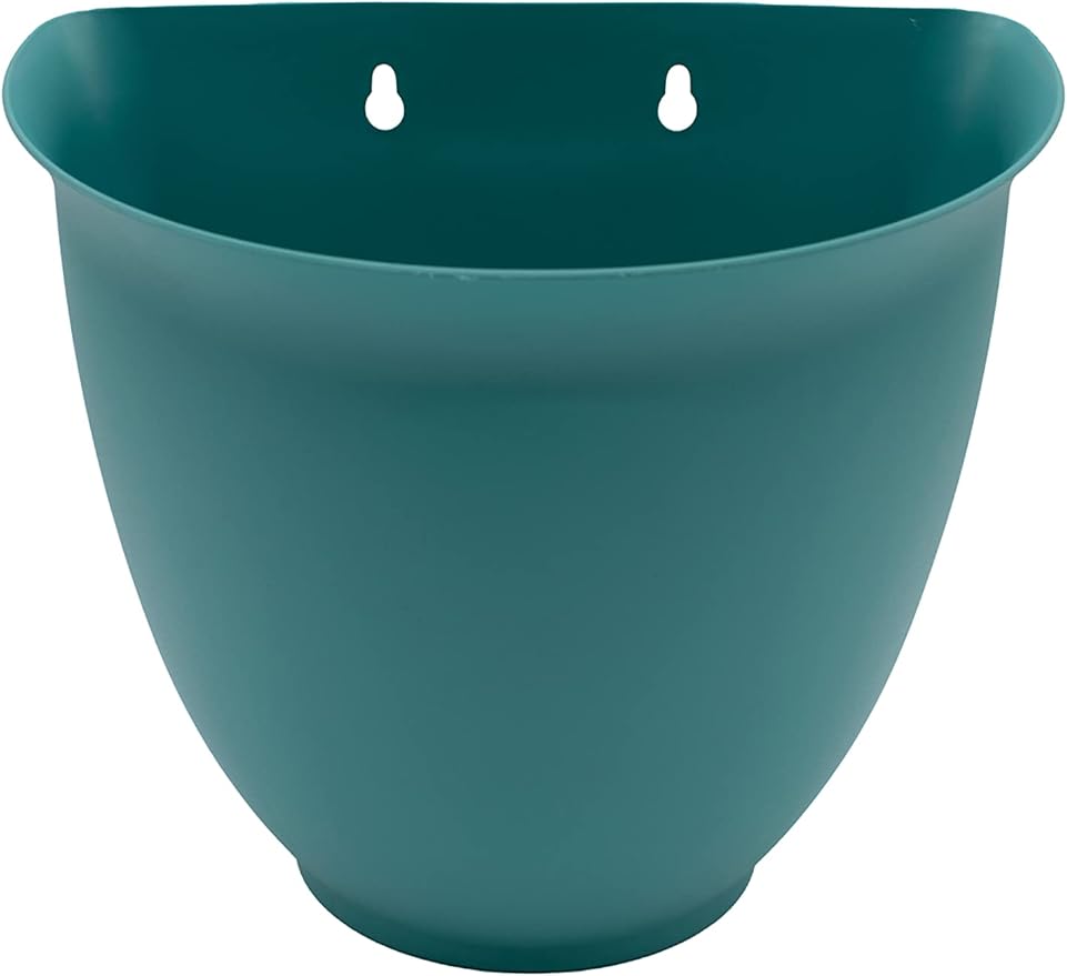 The HC Companies 8 Inch Garden Wall Planter - Plastic Hanging Plant Pot for Indoor Outdoor Flowers, Herbs, Dusty Teal