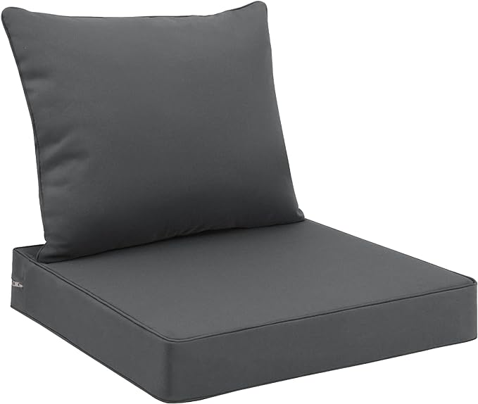 Favoyard Outdoor Seat Cushion Set 19 x 19 Inch Waterproof & Fade Resistant Patio Furniture Cushions with Removable Cover Deep Seat & Back Cushion with Handle and Adjustable Straps for Chair Sofa Couch