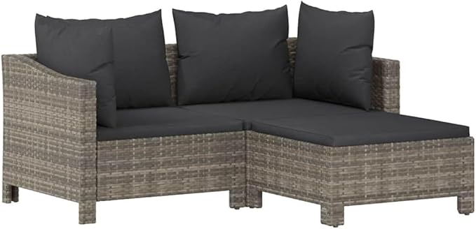 Garden Lounge Set Grey, Dark Grey Outdoor Seating Set Garden Seating Ensemble for Pond Deck