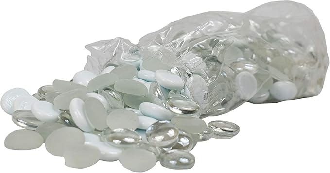Set of Decorative White and Clear Stones Perfect for Aquariums, Vase Fillers, Table Scatter, Scrapbooking and Much More! Beautiful Gems! (Glacier White)