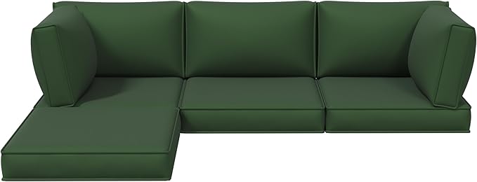Aoxun Replacement Cushions for Outdoor Furniture, 9-Piece Outdoor Cushions for Patio Furniture, Deep Seat, Waterproof & Fade Resistant Couch Cushion for 4-Seat Patio Conversation Sets, Dark Green