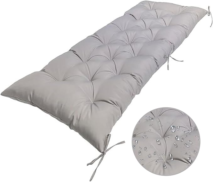 Outdoor Bench Cushion 40x20 inch, Waterproof Outdoor Cushions Patio Furniture Cushion, Non-Slip Swing Chair Cushion for Garden Chairs Swing/Rocking Chair/Patio Loveseat/Outdoor Bench, Light Grey