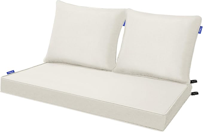 Outdoor Loveseat Cushion Set 44'' x 24'', Outdoor Cushions for Patio Furniture with Fastness Cover, Water Repellent Outdoor Seat Cushion and Couch Back Cushions for Bench, and Swing (Solid Beige)
