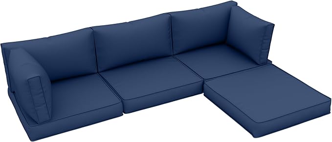 UDPATIO Outdoor Cushions for Patio Furniture with 5 Pillows, Waterproof Patio Furniture Cushions Replacement, 4" Deep Seat Outdoor Sectional Cushion for 4-seat Chair Sofa Couch, Navy