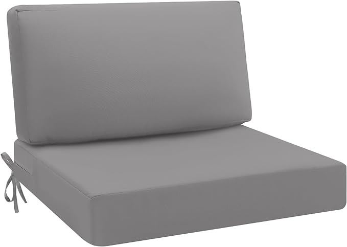 idee-home Outdoor Cushions for Patio Furniture, Outdoor Seat Cushion, Waterproof Hampton Bay Deep Seat Replacement Couch Chair Cushions for Garden Lawn Backyard Deck, 28.5 x 28.5 Grey