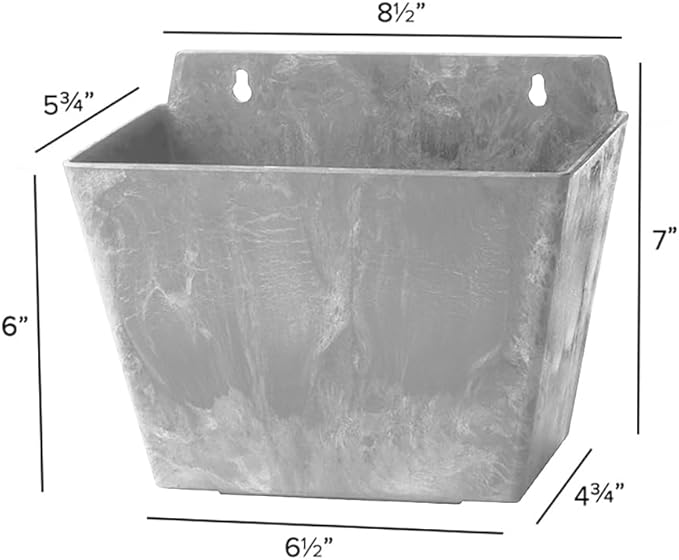 Root & Vessel Self Watering Wall Planters for Indoor or Outdoor Plants, Unique Marbled Wall Pot, Made of Eco-Friendly Blend of Stone and Plastic, Gray, 8.5"