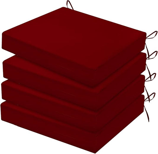 HARBOREST Outdoor Chair Cushions Set of 4, Water Resistant Patio Chair Cushions with Ties, Square Corner Outdoor Seat Cushions for Patio Furniture, 18.5"x16"x3", Burgundy